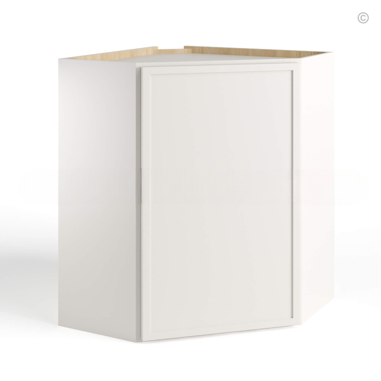 Dove White Slim Shaker Diagonal Corner Wall Cabinet