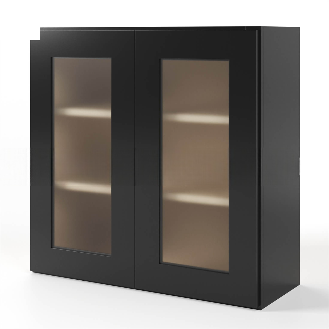 Black Shaker 30″ H Double Door Wall Cabinet with Glass Door