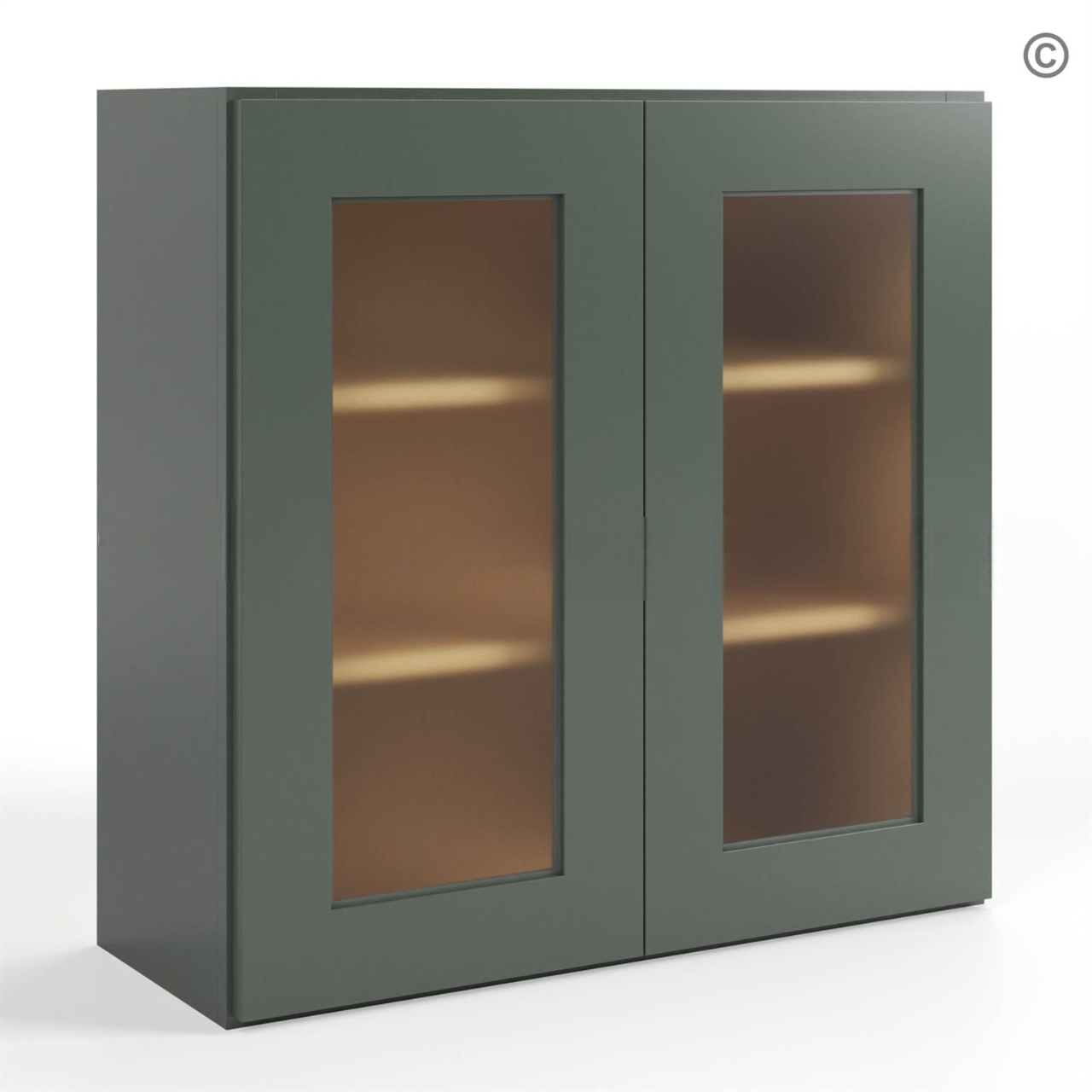 Green Shaker 30″ H Double Door Wall Cabinet with Glass Door