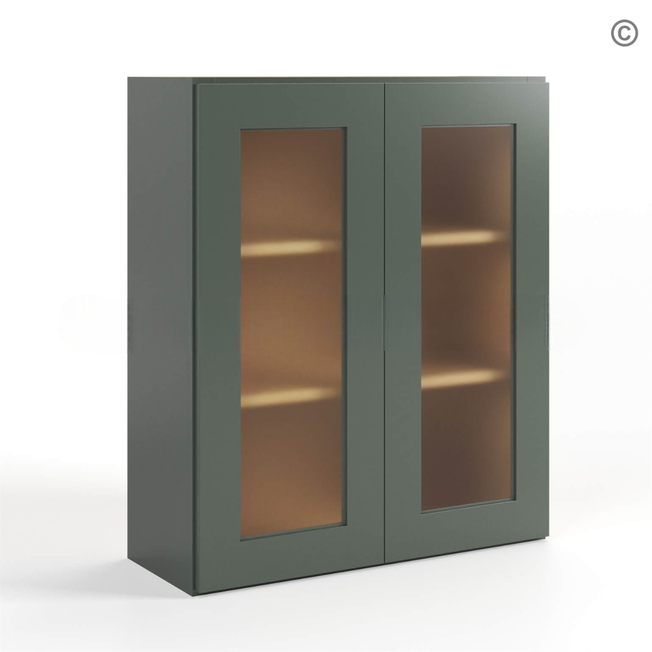 Green Shaker 36″ H Double Door Wall Cabinet with Glass Doors