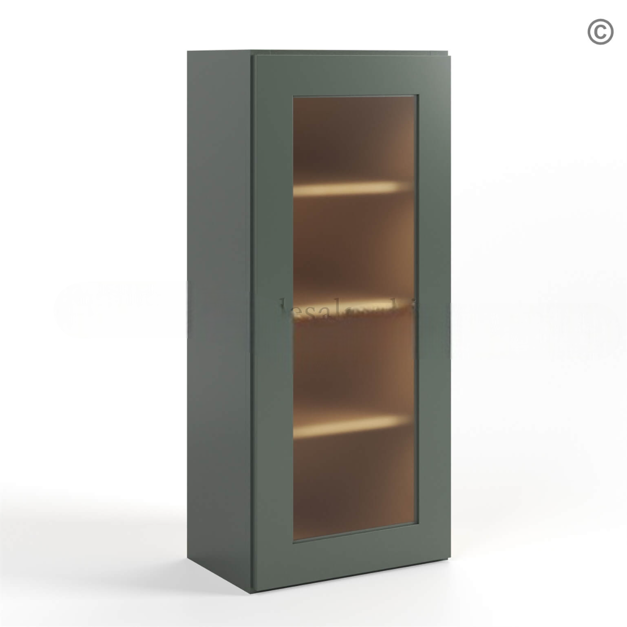 Green Shaker 42″ H Single Door Wall Cabinet with Glass Door