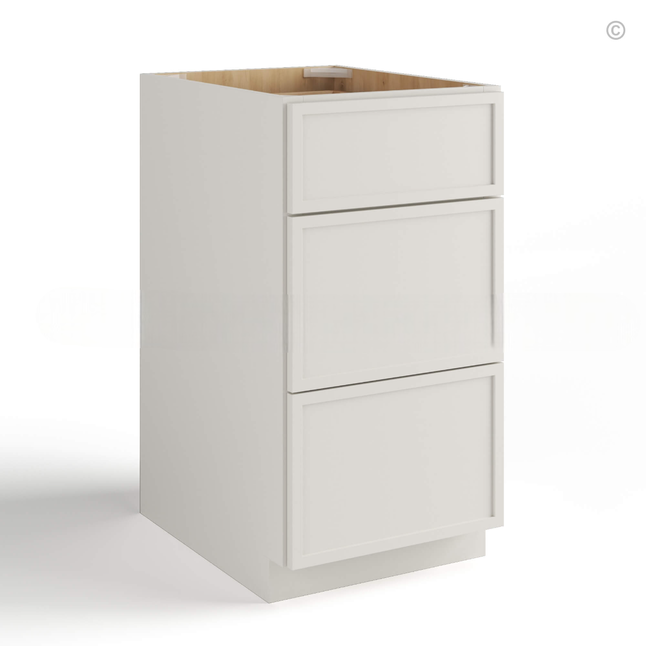 Dove White Slim Shaker Three Drawers Base