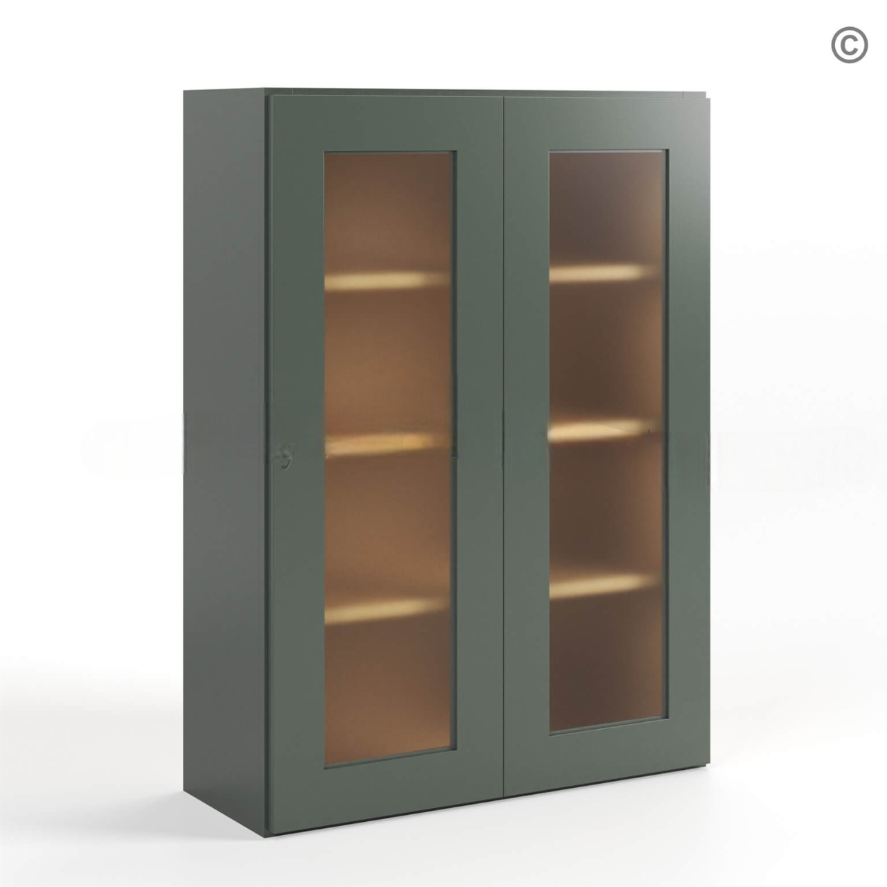 Green Shaker 42″ H Double Door Wall Cabinet with Glass Doors