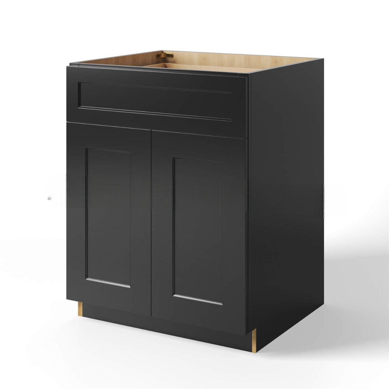 Black Shaker Base Cabinet Double Door and Single Drawer
