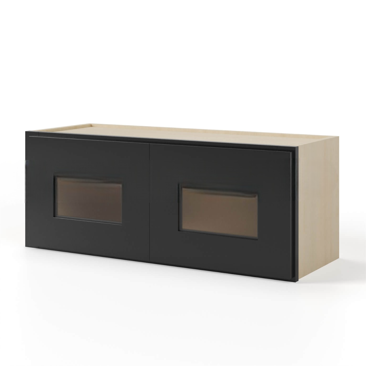 Black Shaker 12″ H Double Door Wall Cabinet with Glass Doors