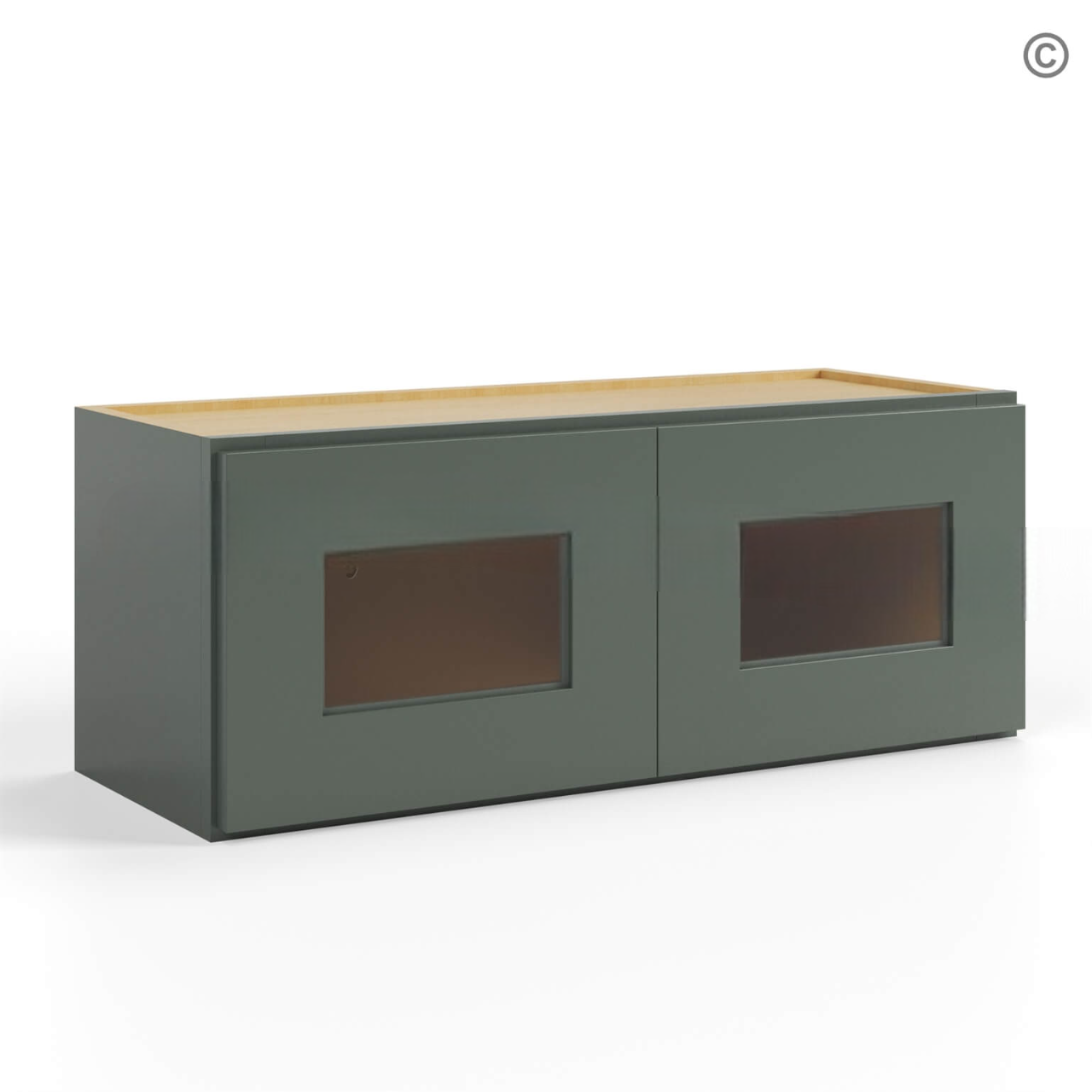 Green Shaker 12″ H Double Door Wall Cabinet with Glass Doors