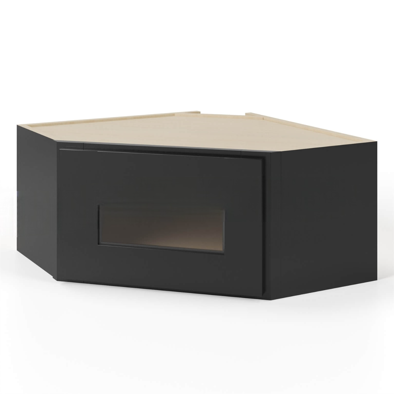 Black Shaker 12″x 24″ Diagonal Corner Wall Shelf with Glass Door