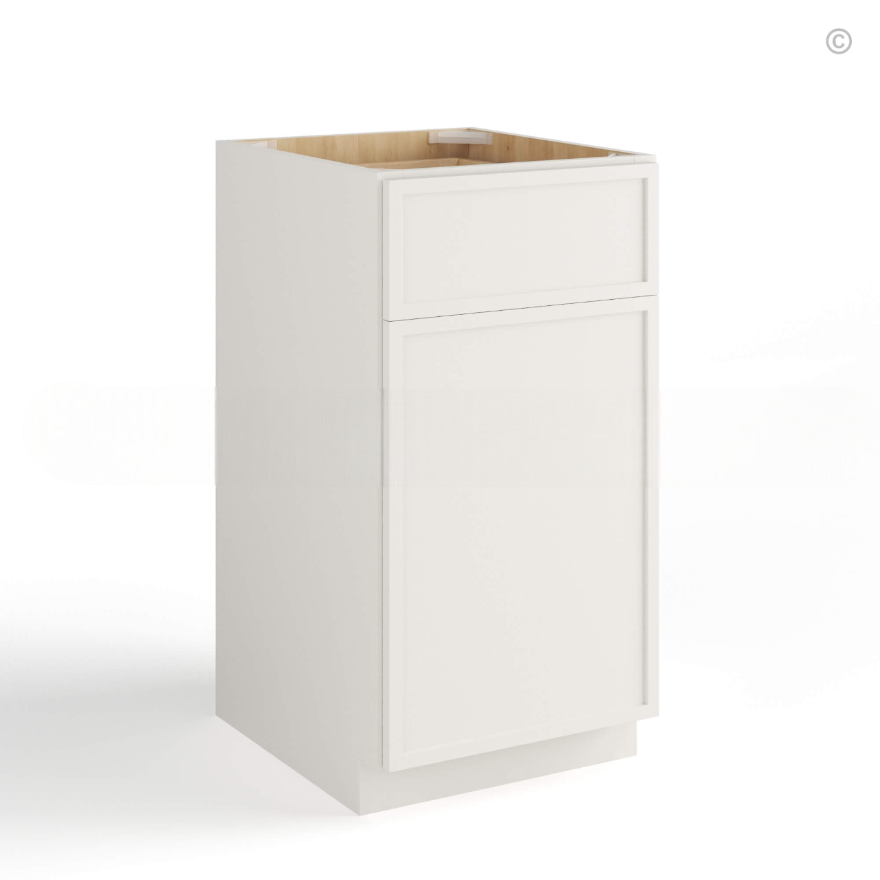 Dove White Slim Shaker Trash Base Cabinet