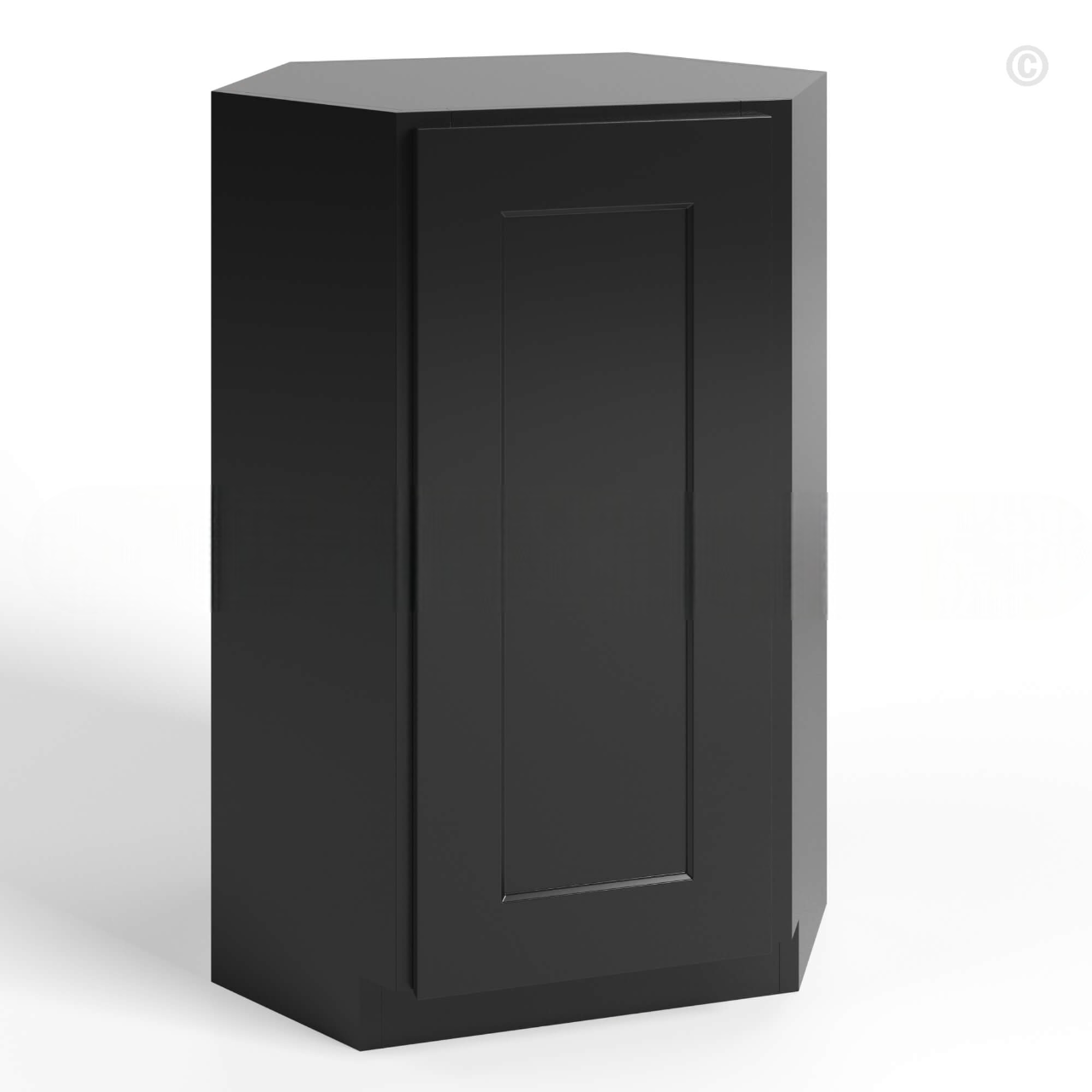 Black Shaker Wall Diagonal Corner 27″W, 15″D