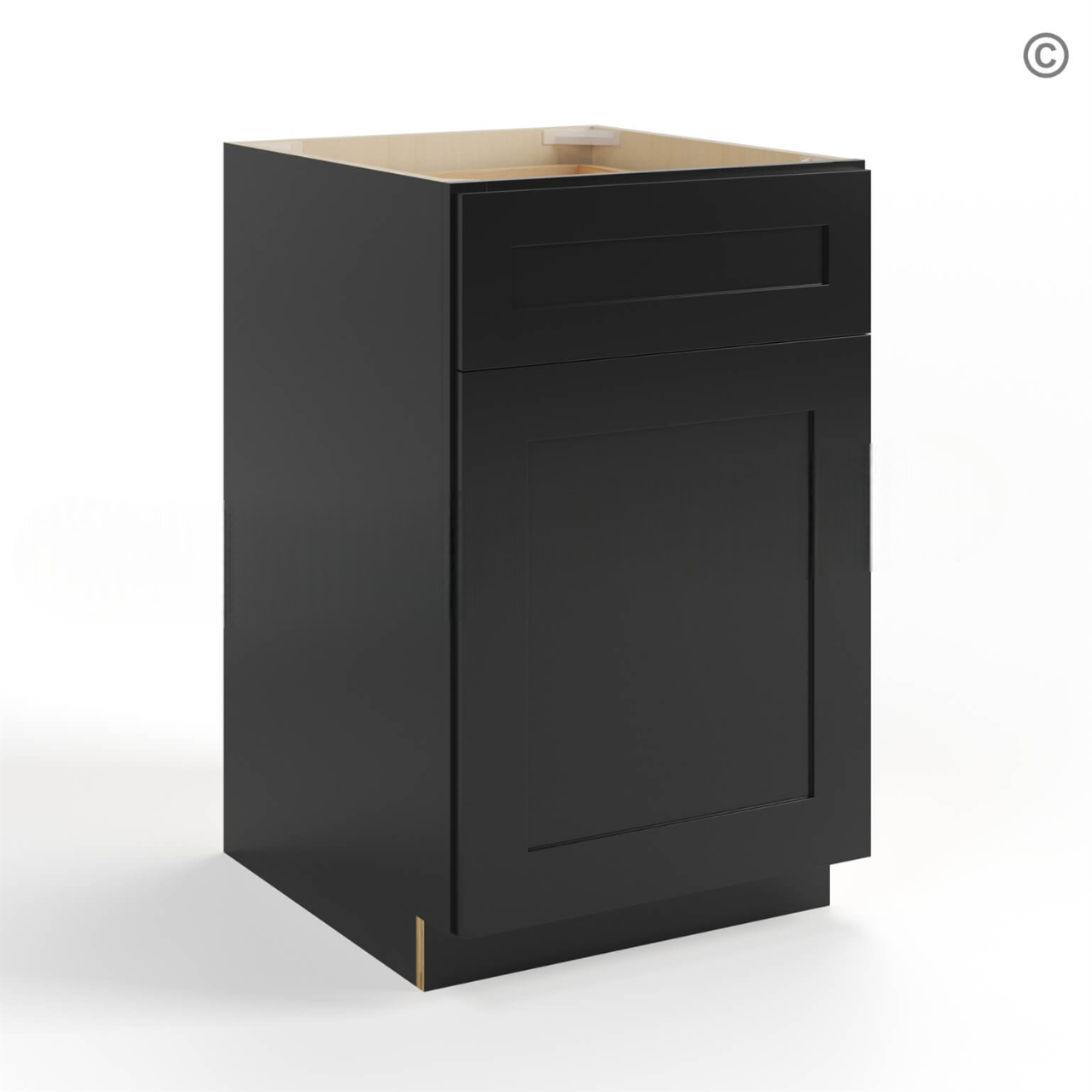 Black Shaker Base Cabinet with Single Door & Drawer
