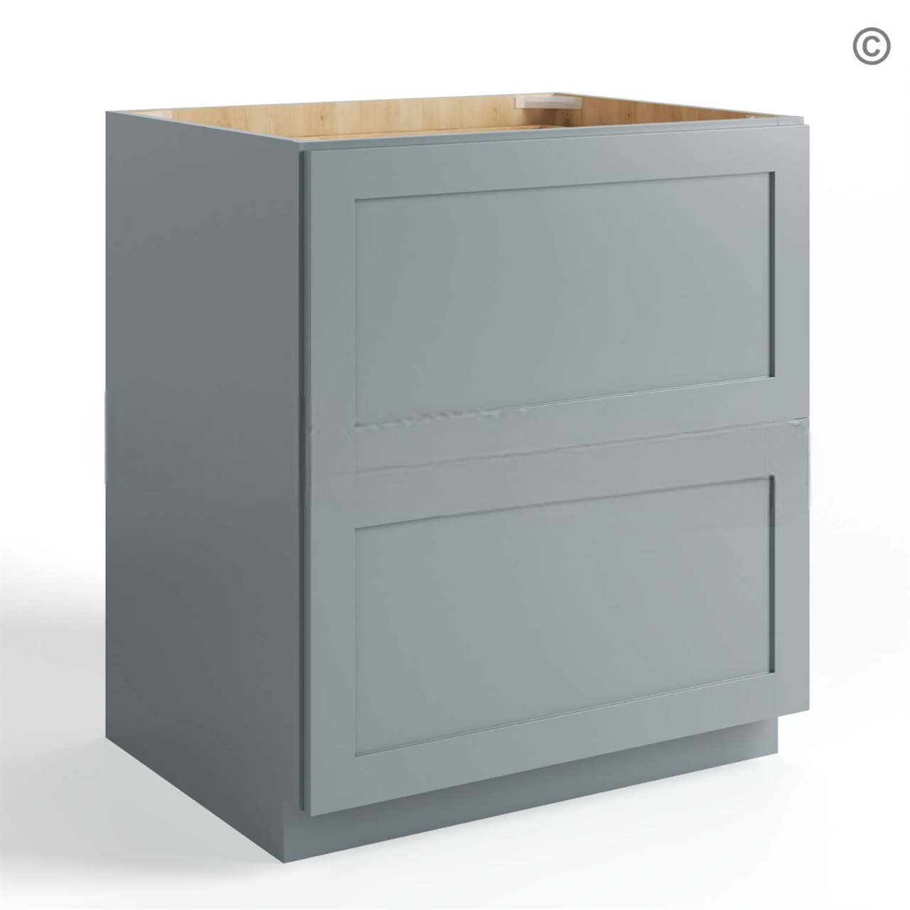 Gray Shaker Two Drawer Base