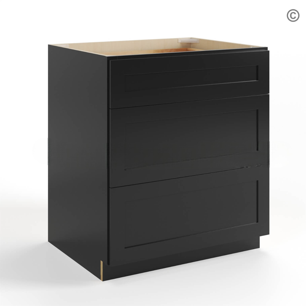 Black Shaker Three Drawer Base