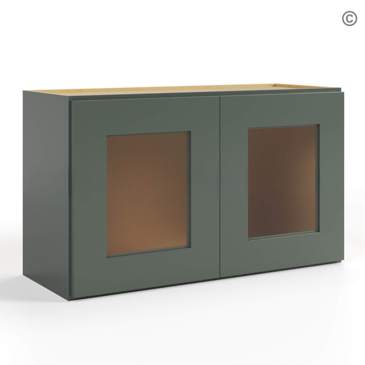 Green Shaker 18″ H Double Door Wall Cabinet With Glass Doors