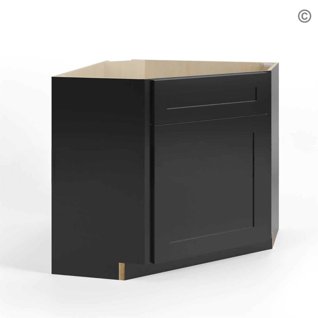 Black Shaker Corner Sink Base Cabinet