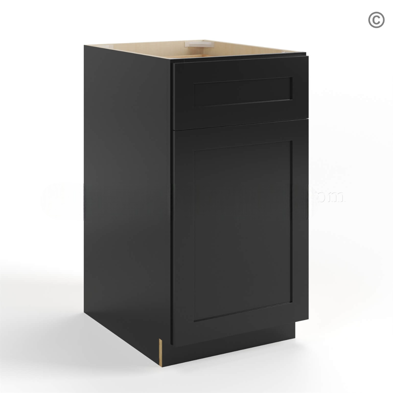 Black Shaker Trash Base Cabinet