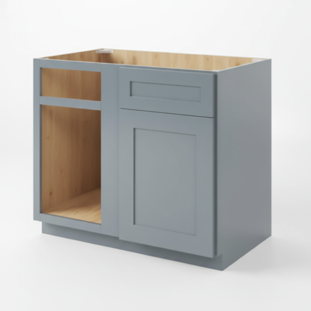 Gray Shaker Blind Corner Base Cabinet (L/R interchangeable)