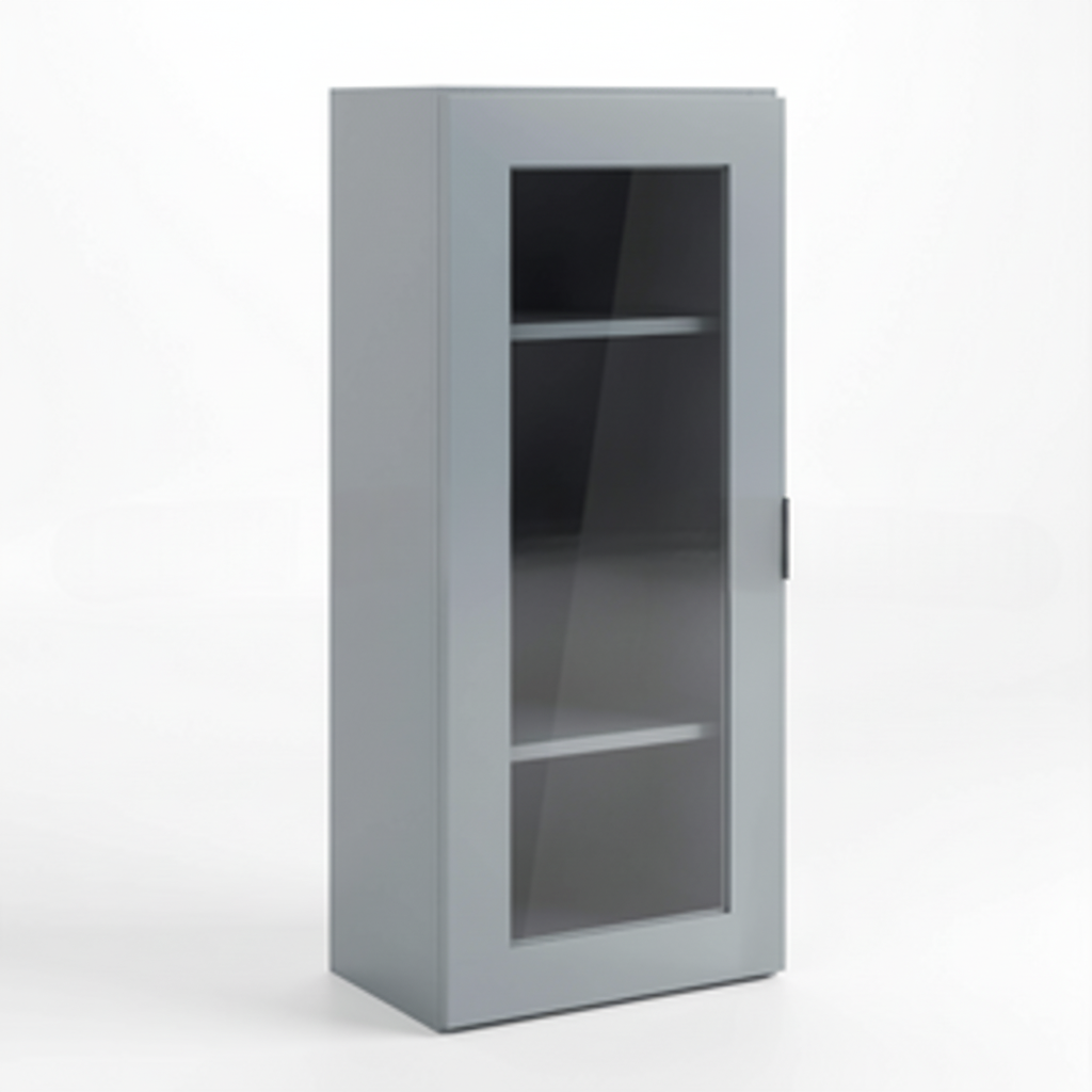 Gray Shaker 42″ H Single Door Wall Cabinet with Glass Door
