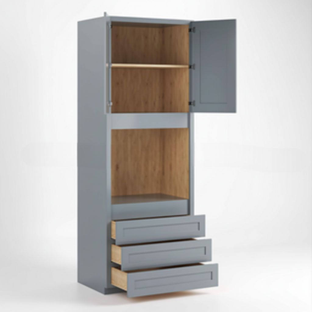 Gray Shaker 30″ W Oven Pantry Cabinet