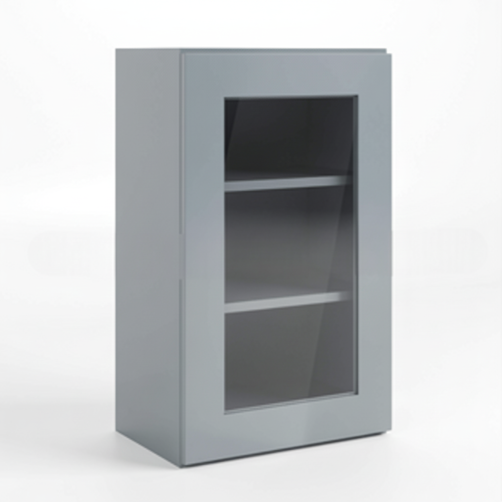 Gray Shaker 30″ H Single Door Wall Cabinet with Glass Door