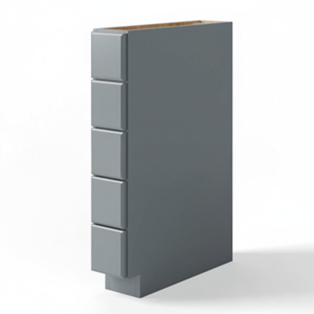Gray Shaker Base Spice Cabinet with 5 Drawers