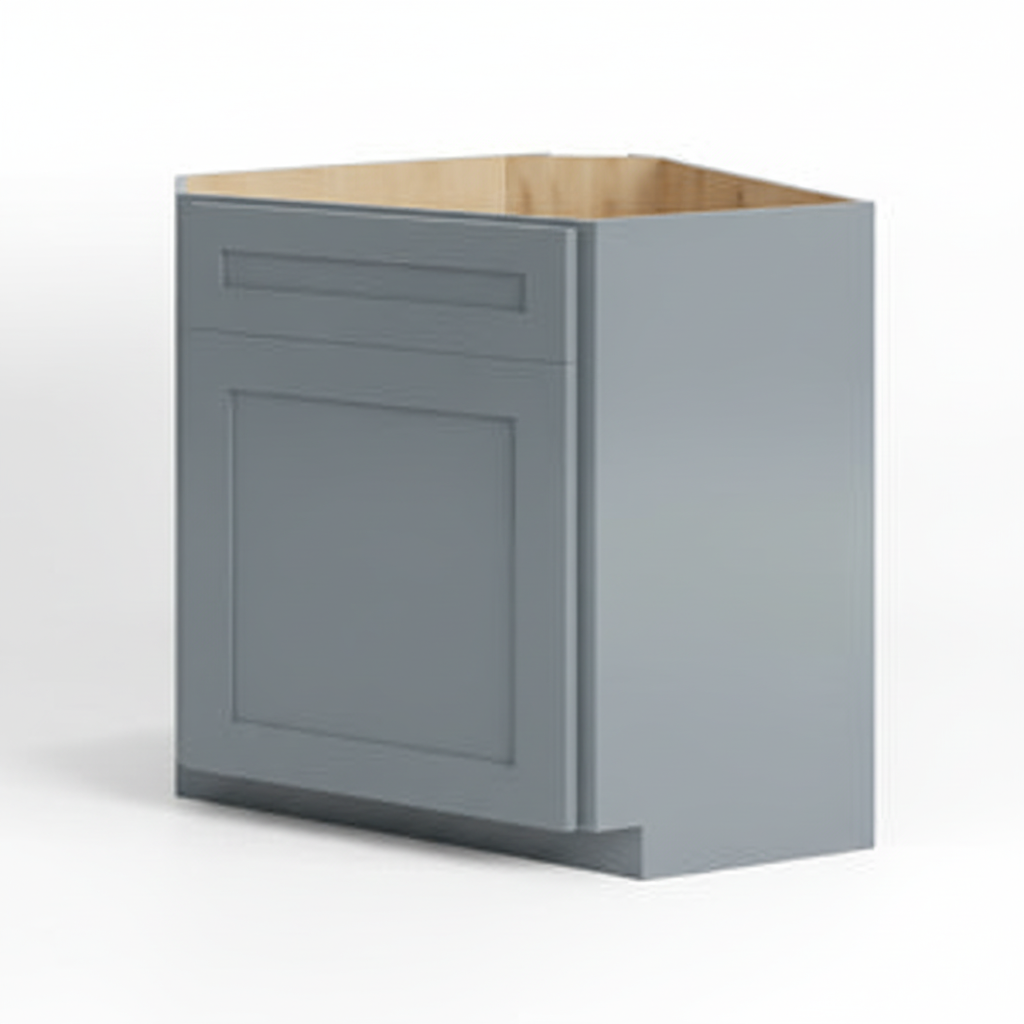 Gray Shaker Corner Sink Base Cabinet