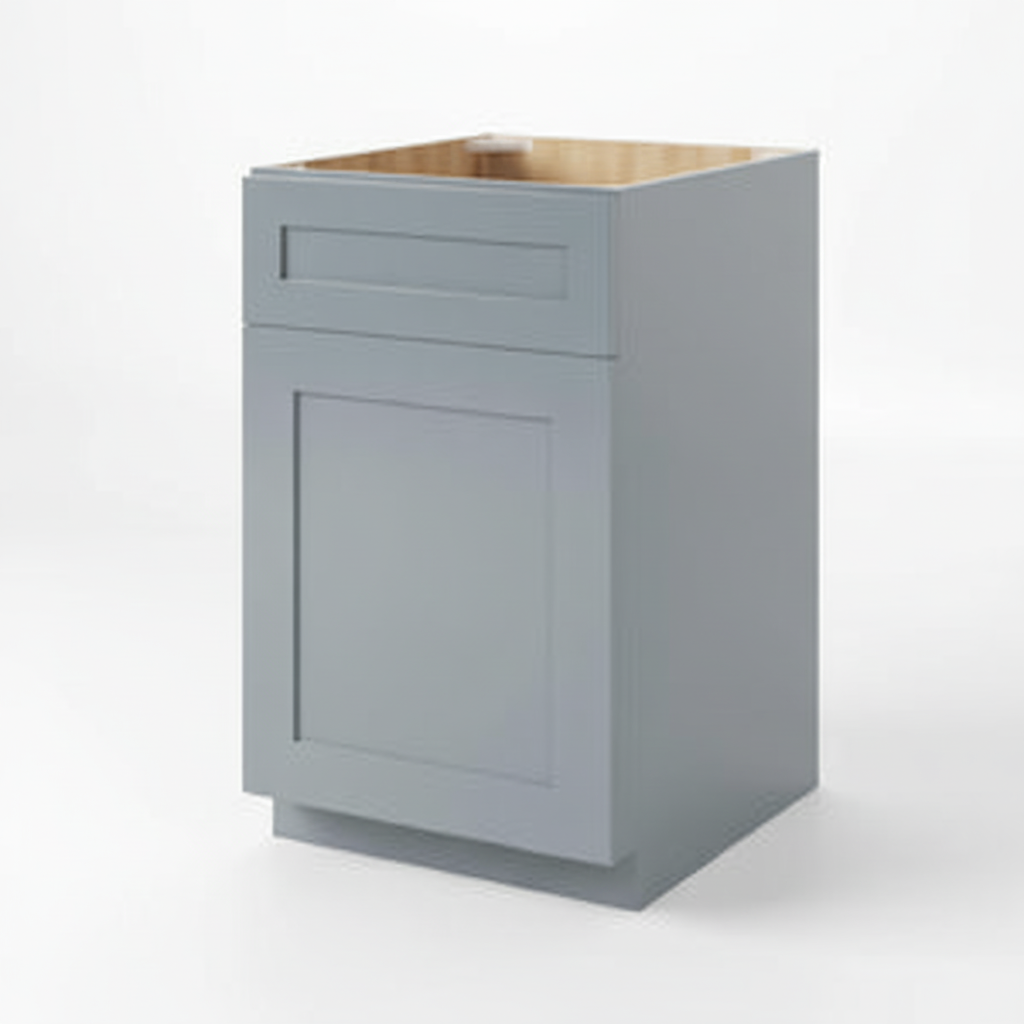 Gray Shaker Base Cabinet with Single Door & Drawer