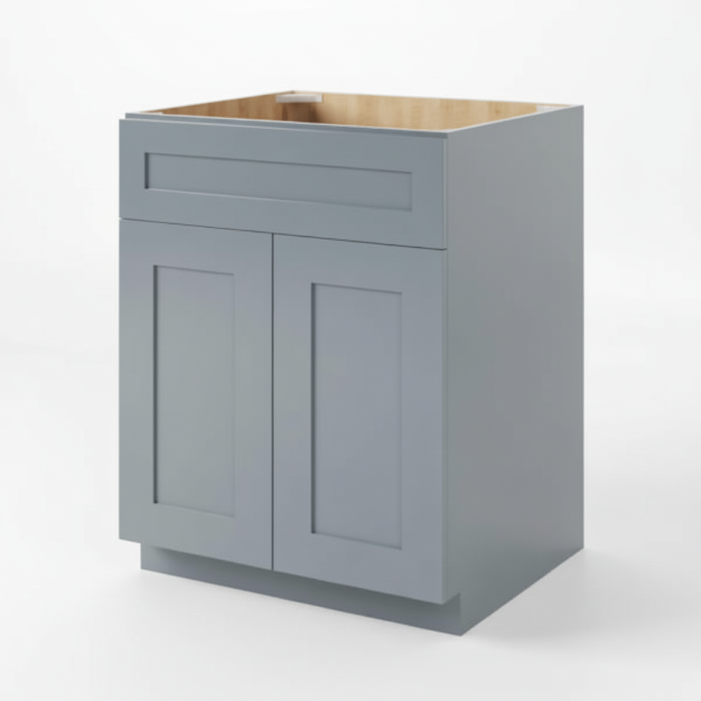 Gray Shaker Base Cabinet with Double Doors & Single Drawer