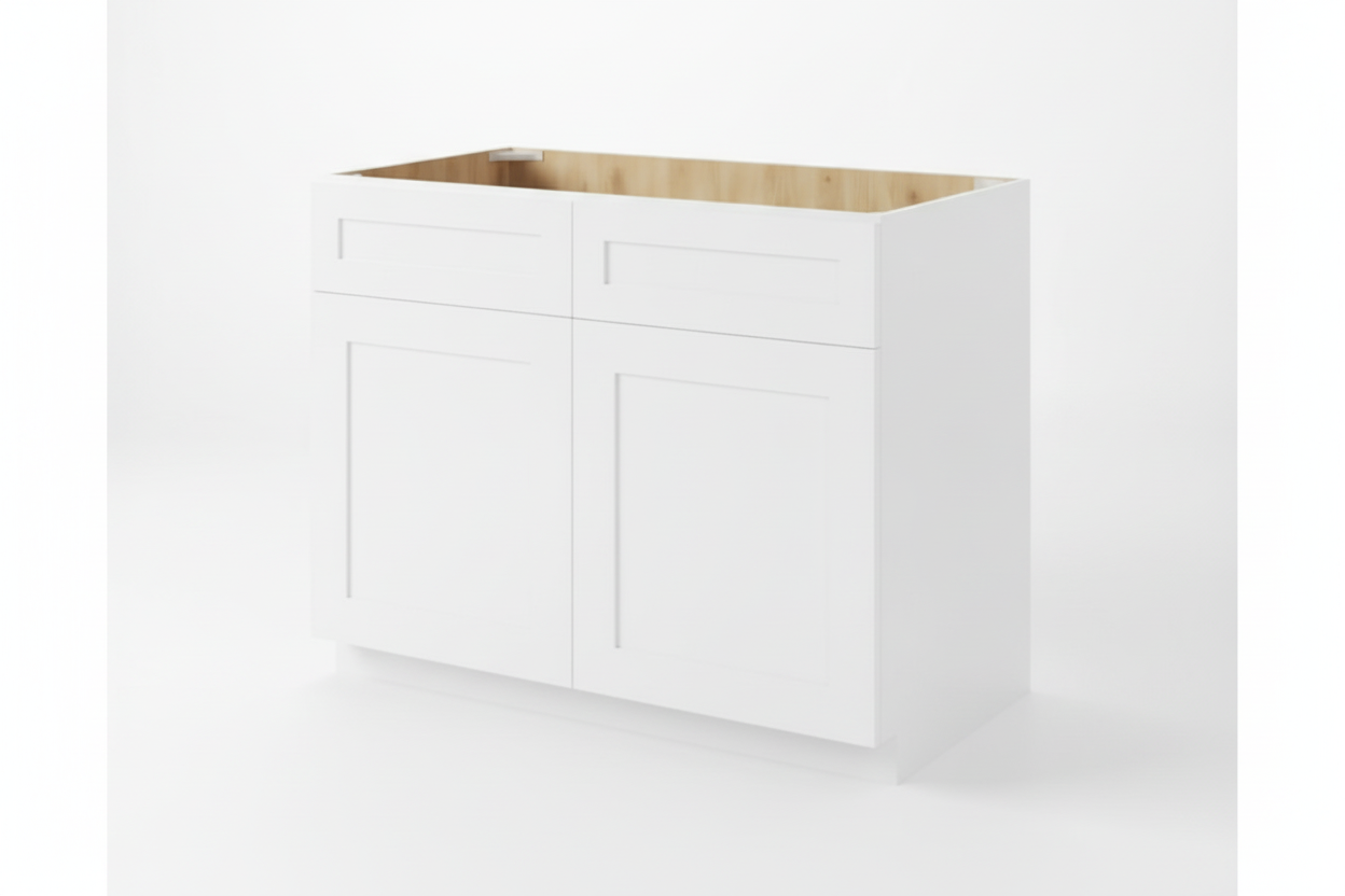 Gray Shaker Base Cabinet with Double Doors and Drawers