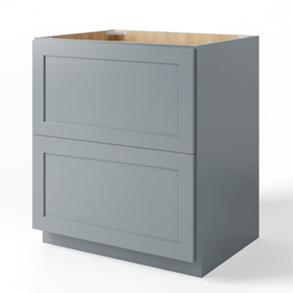 Gray Shaker Two Drawer Base