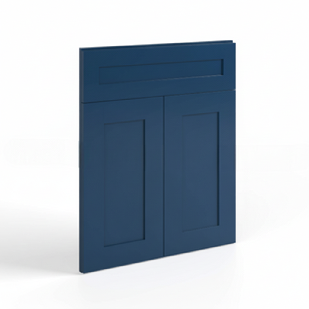 Navy Blue Shaker Corner Sink Base Front