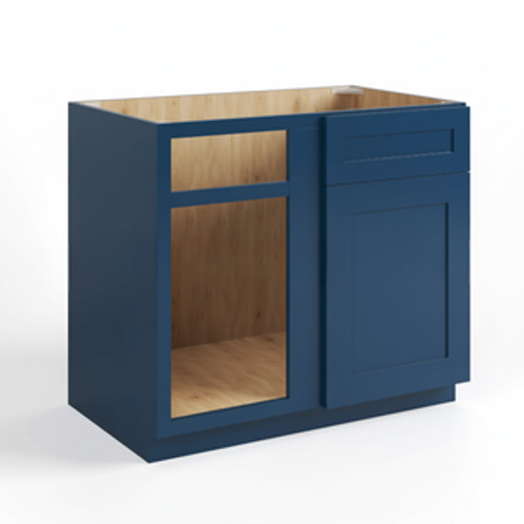 Navy Blue Shaker Blind Corner Base Cabinet (L/R interchangeable)