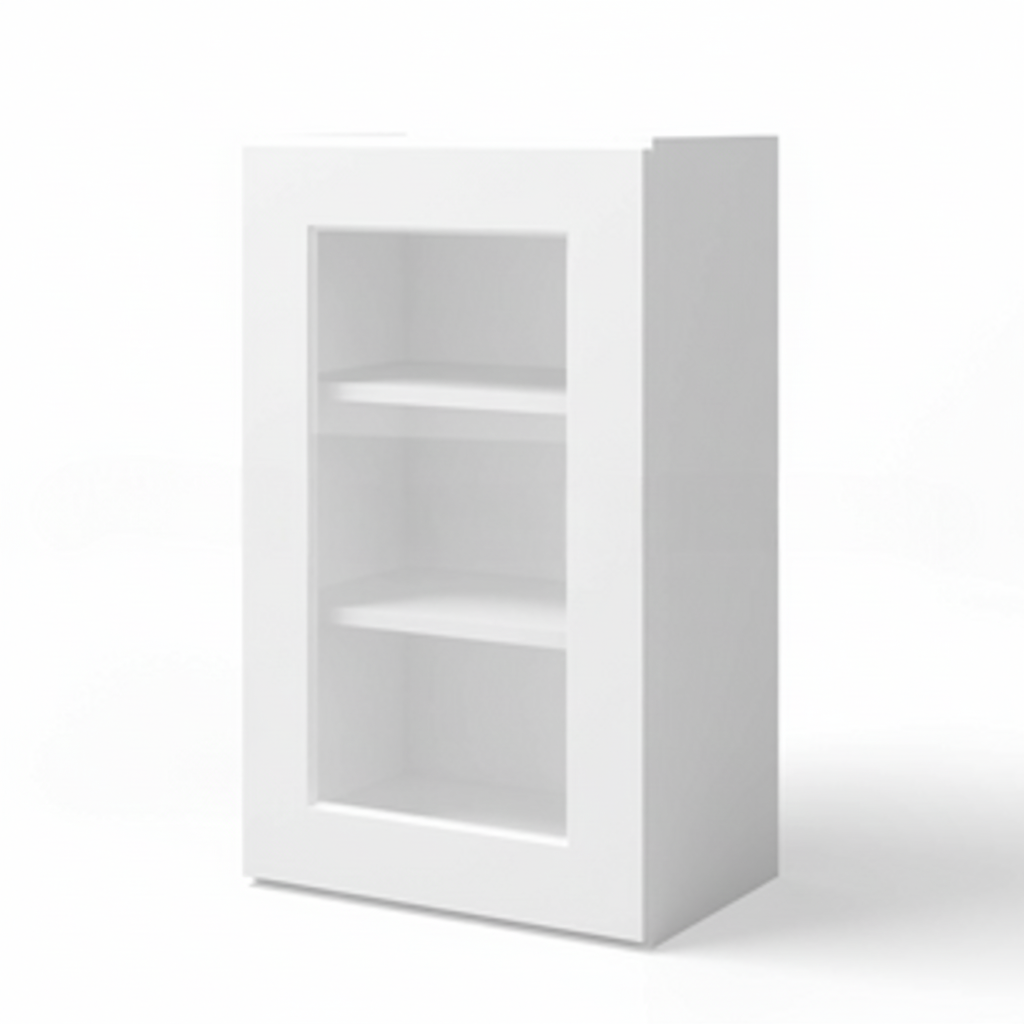White Shaker 36″ H Single Door Wall Cabinet with Glass Door