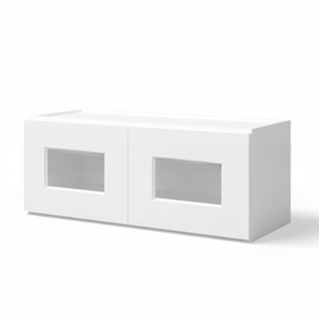 White Shaker 12″ H Double Door Wall Cabinet with Glass Doors