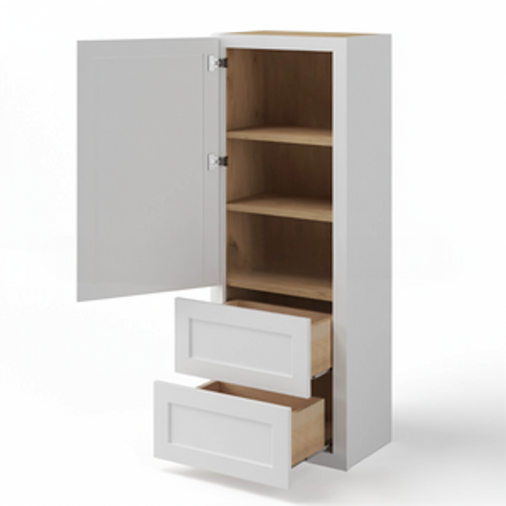 White Shaker 18″W Wall With Drawer Cabinet