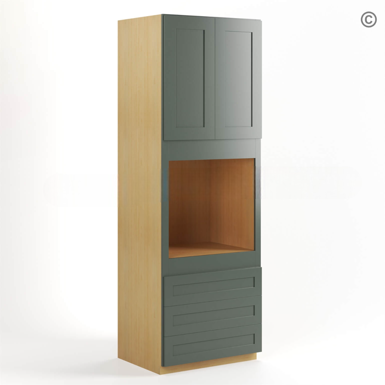 Green Shaker 30″ W Oven Pantry Cabinet