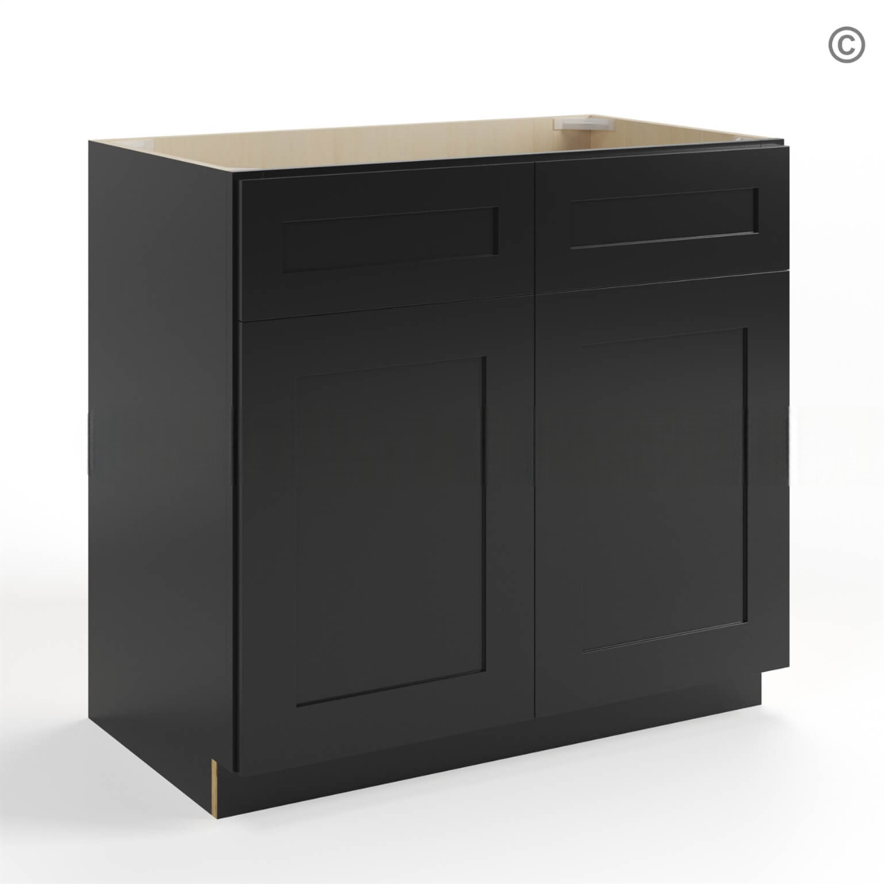 Black Shaker Double Vanity Sink Base Cabinet