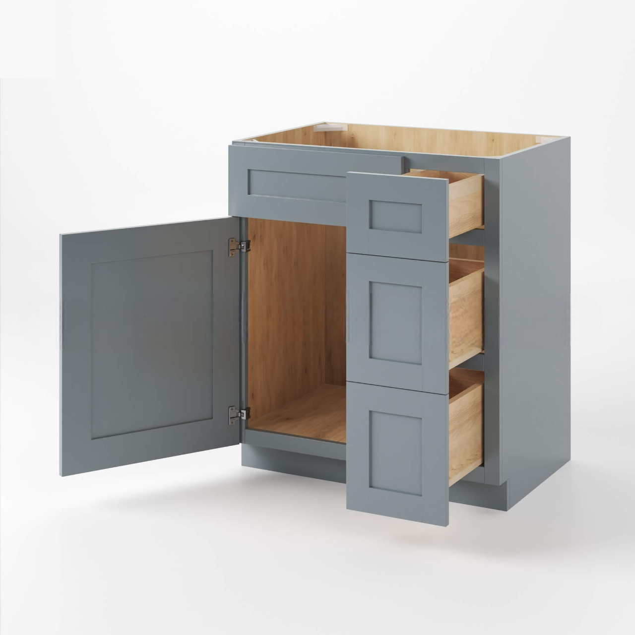 Gray Shaker 30″ W Vanity Combo with Drawers Bathroom Sink Cabinet Storage