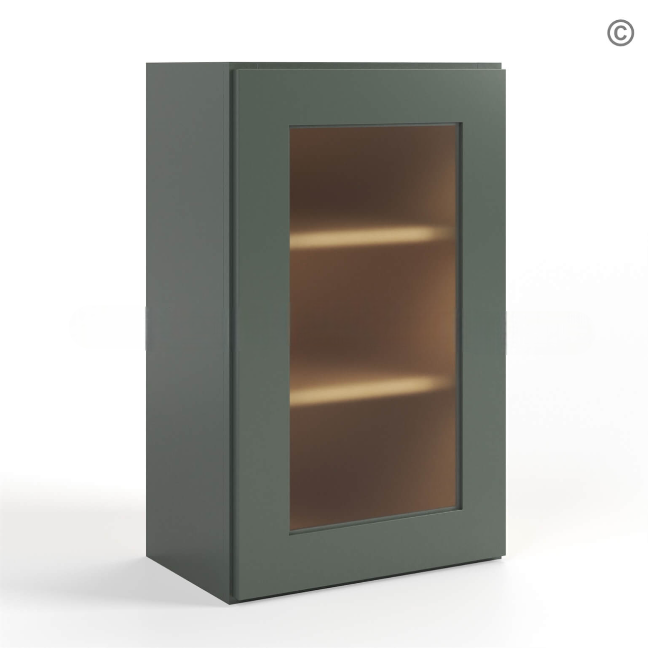 Green Shaker 30″ H Single Door Wall Cabinet with Glass Door
