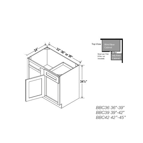 Vale Shaker Blind Corner Base Cabinet (L/R interchangeable)