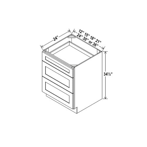 Vale Shaker Three Drawer Base