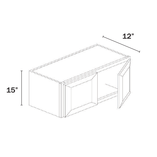 White Shaker Double Door Wall Cabinets- 15″H – 12″D