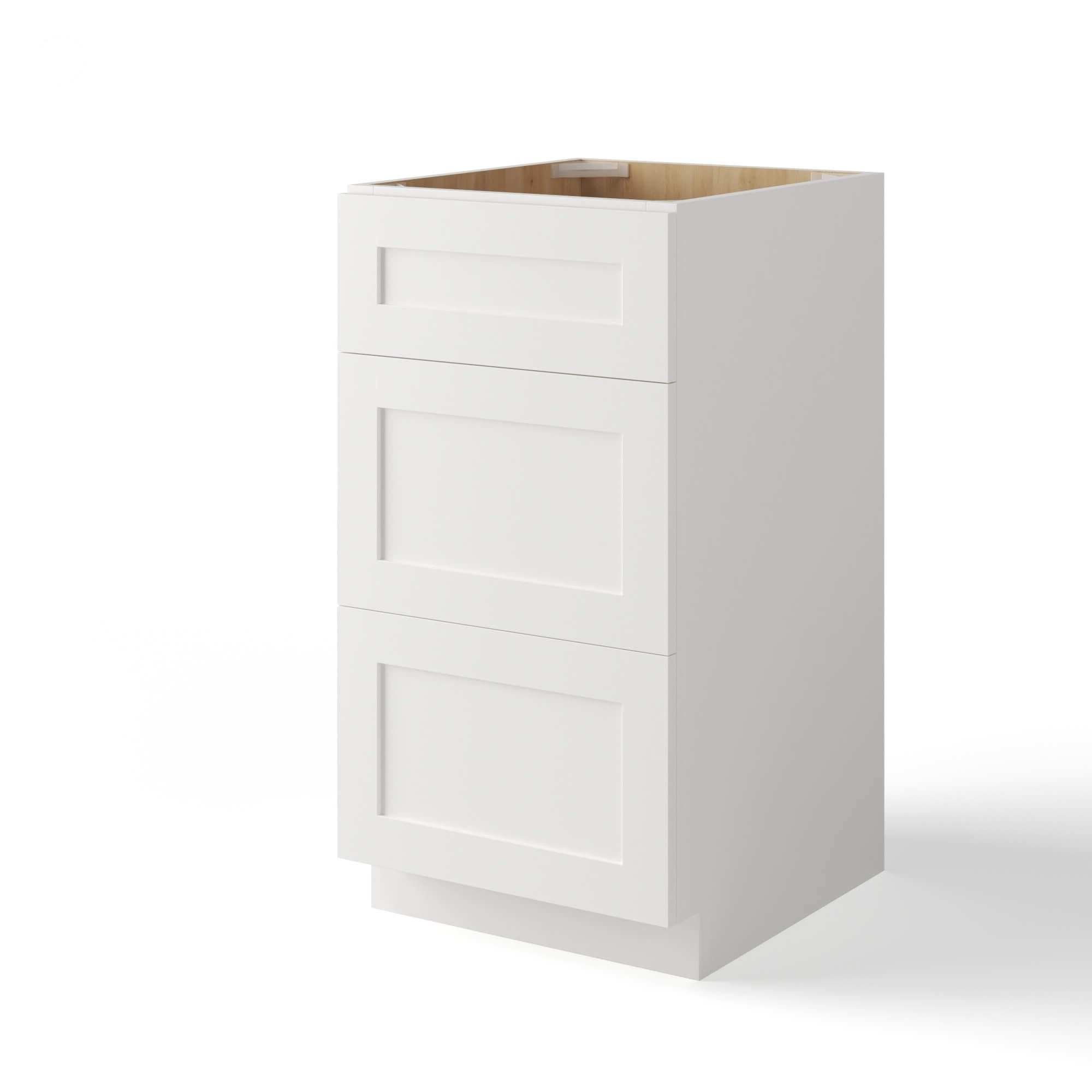 White Shaker Vanity Three Drawer Base Cabinet