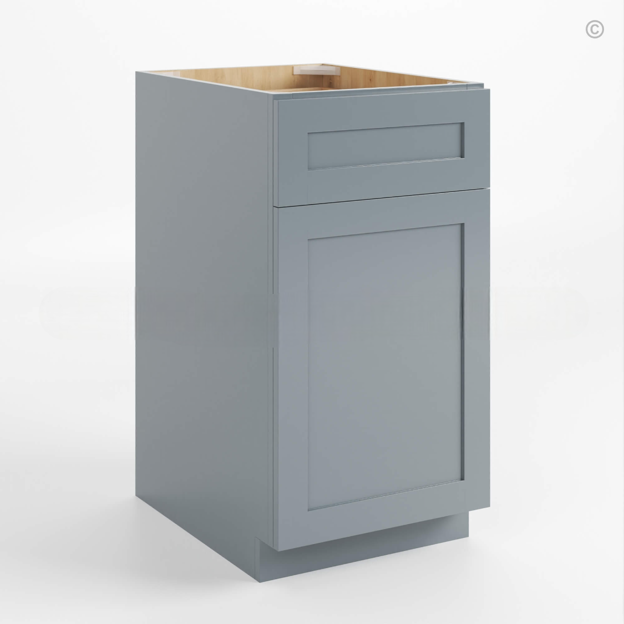 Gray Shaker Trash Base Cabinet