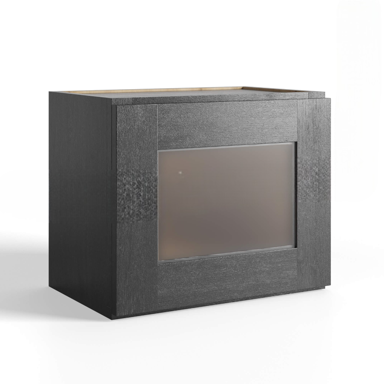 Charcoal Black Shaker Single Glass Door Wall Cabinets-15″H