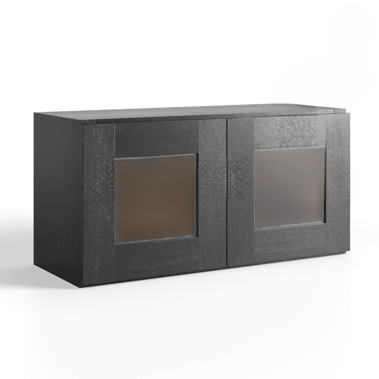 Charcoal Black Shaker Double Glass Door Wall Cabinets-15″H