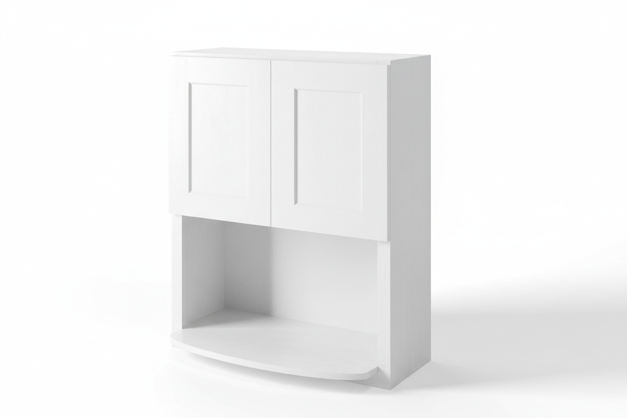 White Shaker Wall Microwave Cabinet