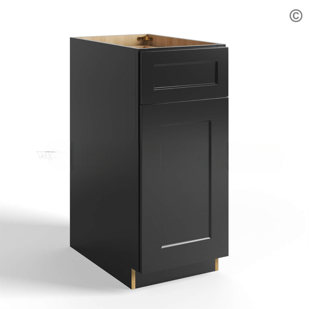 Black Shaker Base Cabinet Single Door Single Drawer
