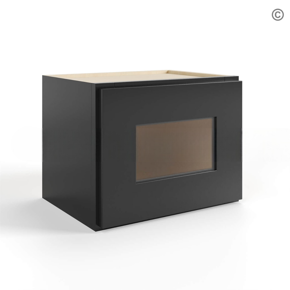 Black Shaker 12″ H Single Door Wall Cabinet with Glass Door