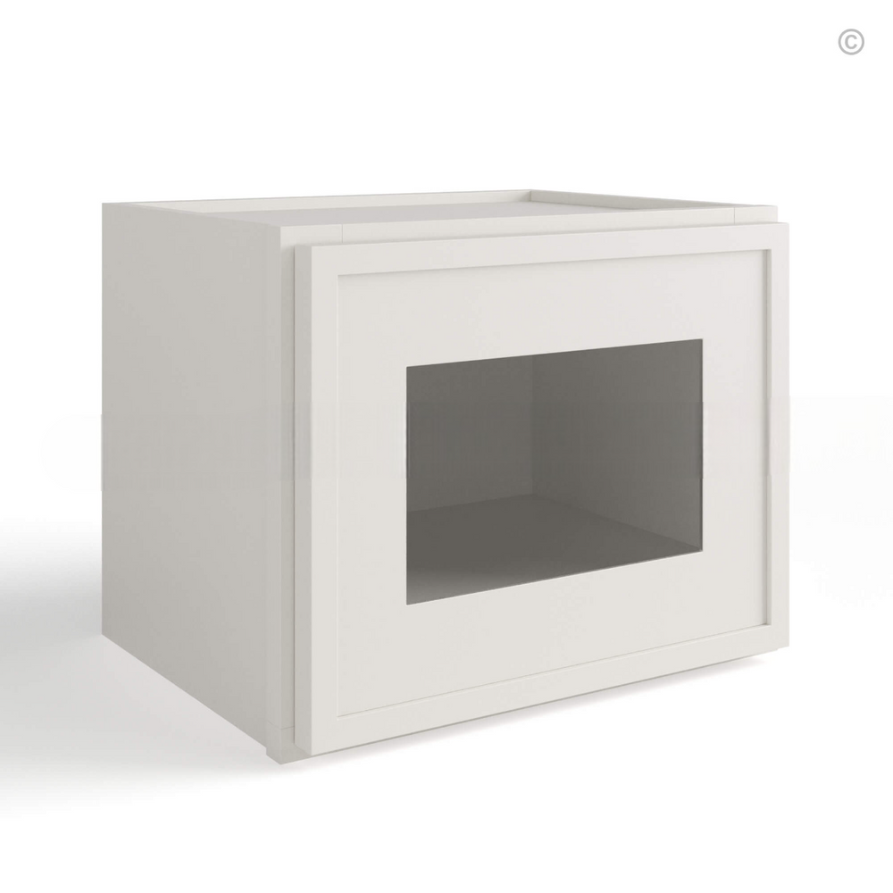 Dove White Slim Shaker 18″W Single Door Wall Cabinet with Glass Door