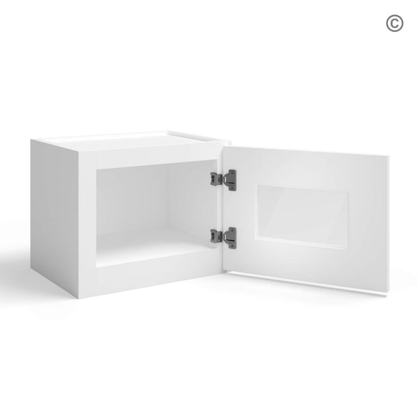 White Shaker 12″ H Single Door Wall Cabinet with Glass Door